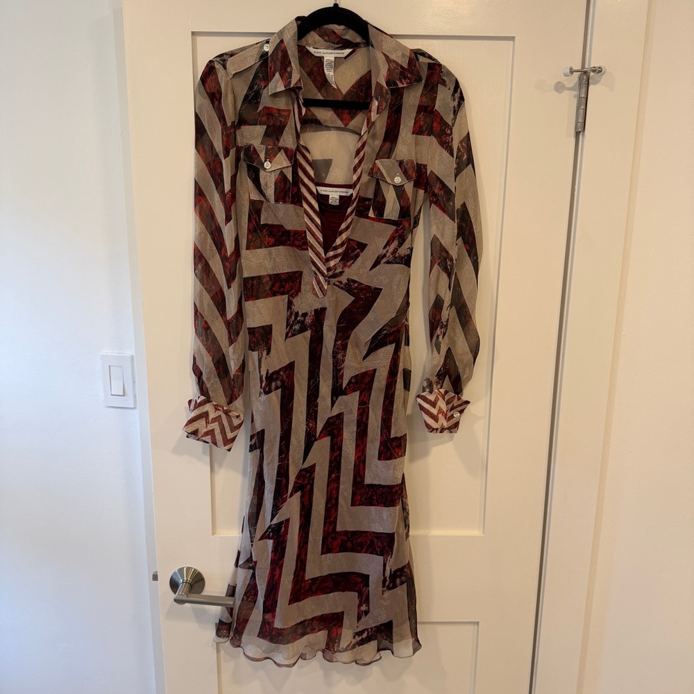 Diane Von Furstenberg Chevron Patterned Dress - image 1